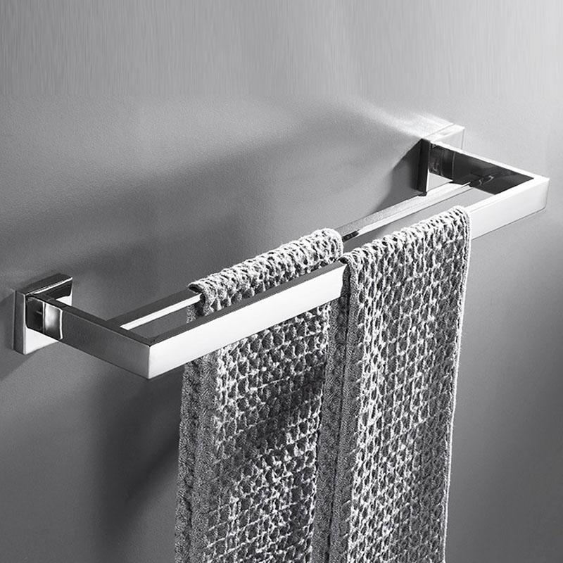 Stainless Steel Double Towel Bar - Chrome Finish Bathroom Hardware & Accessories, Wall Mounted Towel Holder