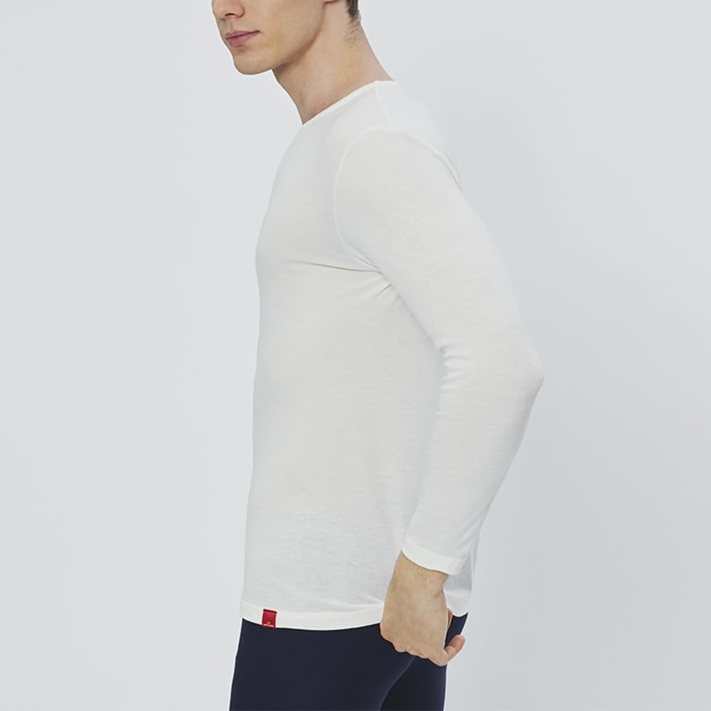 Gunze Hot Magic Inner Soft and Crew Navy Shirt, Warm, Neck, 3/4 Sleeve, Blue, MH1908, Men's