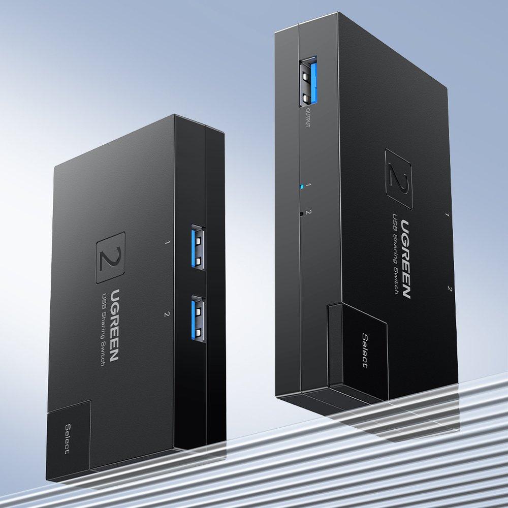 Ugreen Dual USB 3.0 Port Switch Selector Hub - Black