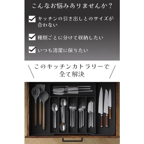 Ideastore Cutlery Case, Cutlery Storage Tray, Dish Drawer Storage, Kitchen Drawer, Expandable (Black)