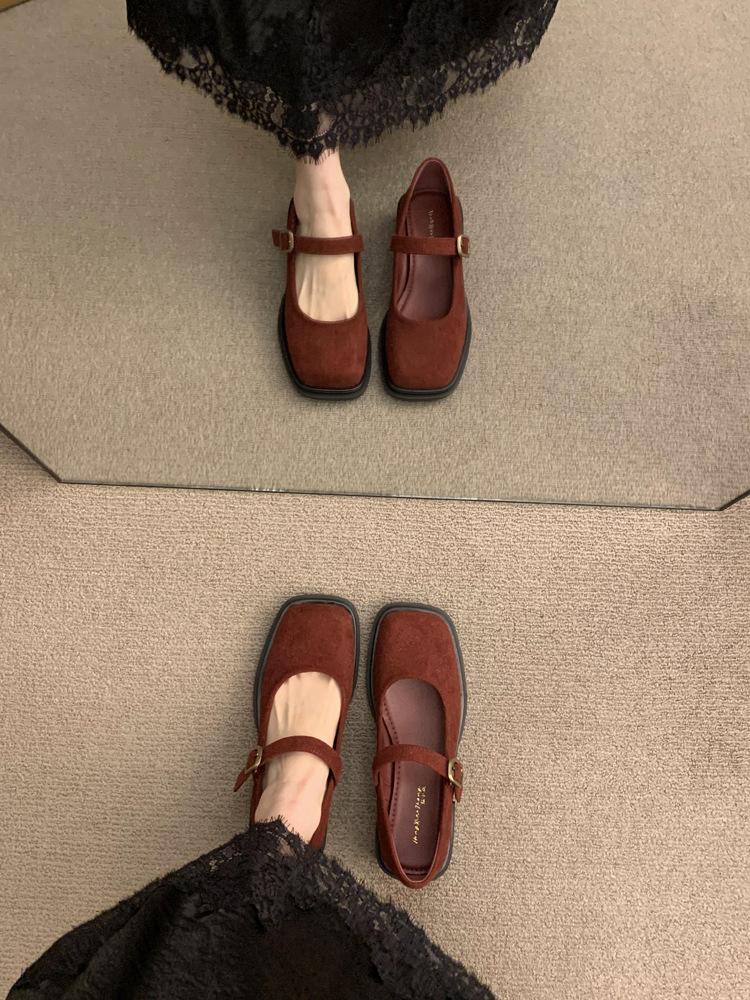French Retro Platform Thick Heel Mary Jane Single Shoes Women's 2025 Spring and Autumn New Versatile Light Mouth Square Head Grandma Shoes