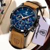 POEDAGAR Fashion Business Men Quartz Watch Waterproof Chronograph Luminous Date Man Wristwatch Leather Men's Watches Clock Reloj