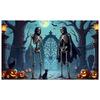 Skeleton Banner Pumpkin Decoration Gothic Decor Spooky Decoration Illustrated Art Graveyard Backdrop For Indoor Decoration
