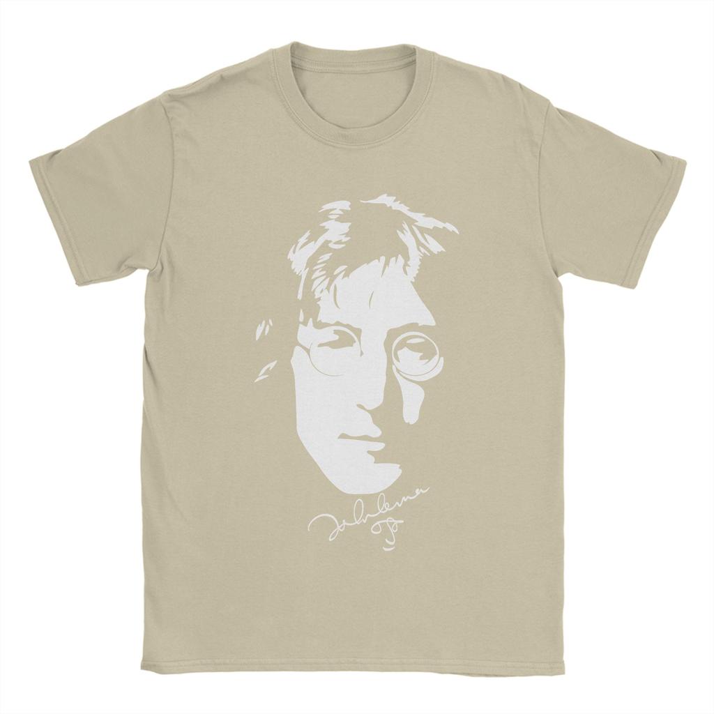 John Lennon TShirt Men  Vintage Pure Cotton Tee Shirt Round Collar Short Sleeve T Shirts Plus Size Clothing