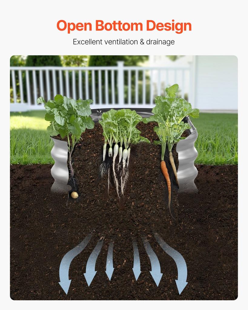 Metal Raised Garden Bed, 1.2 X 0.6 X 0.3 M Oval Outdoor Galvanized Planter Garden Box, Open Bottom Design, Large Planter Raised Bed for Growing