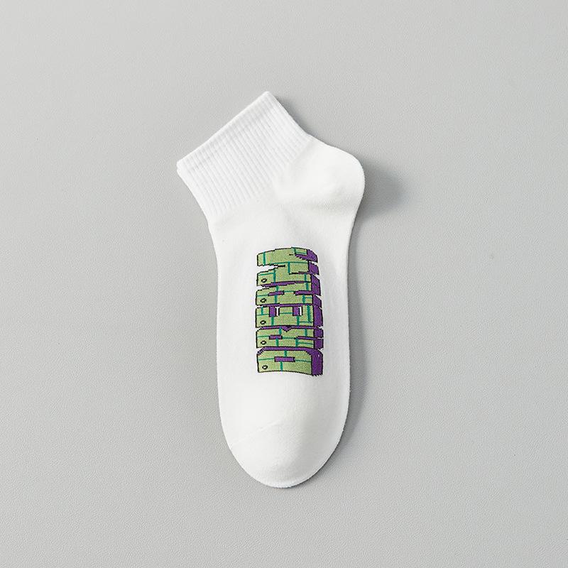 

Мужские модные короткие хлопковые спортивные носки для мальчиков на весну/лето - Устойчивые к запаху и влагоотводящие для подростков и студентов One Size