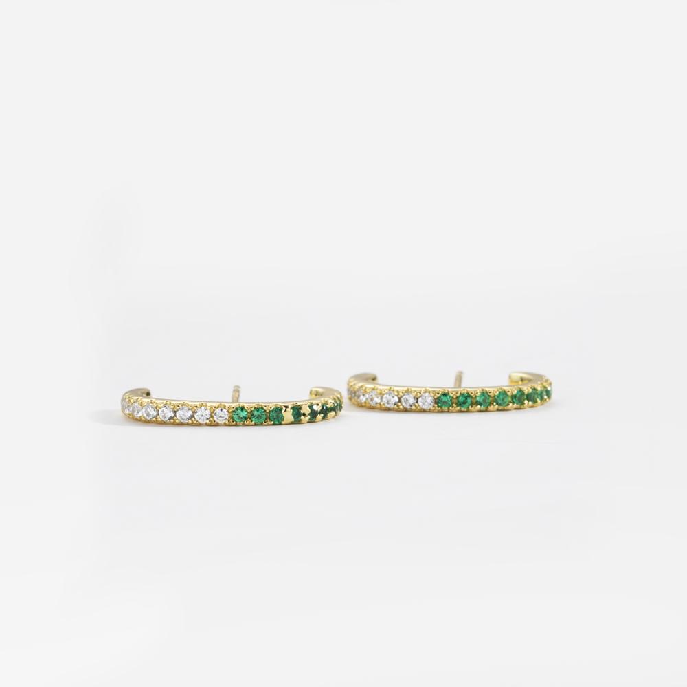 ANDYWEN 925 Sterling Silver Gold Red Green Stud Earring Line Piercing Women Fine Jewelry Rock Punk