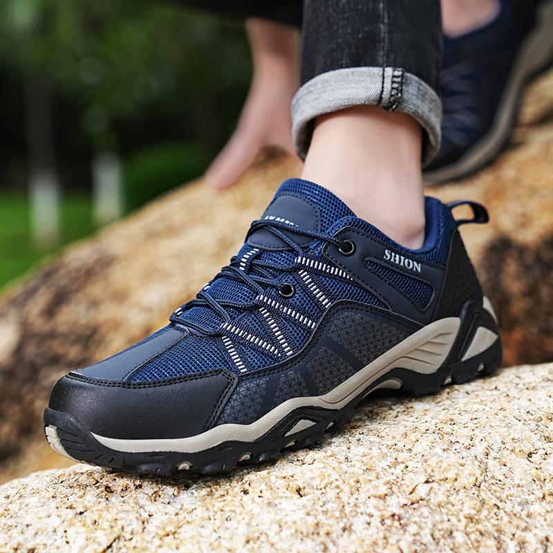 Męskie buty trekkingowe z niskim profilem, powierzchnia z siateczki, odporne na ścieranie i antypoślizgowe buty sportowe outdoorowe do podróży terenowych