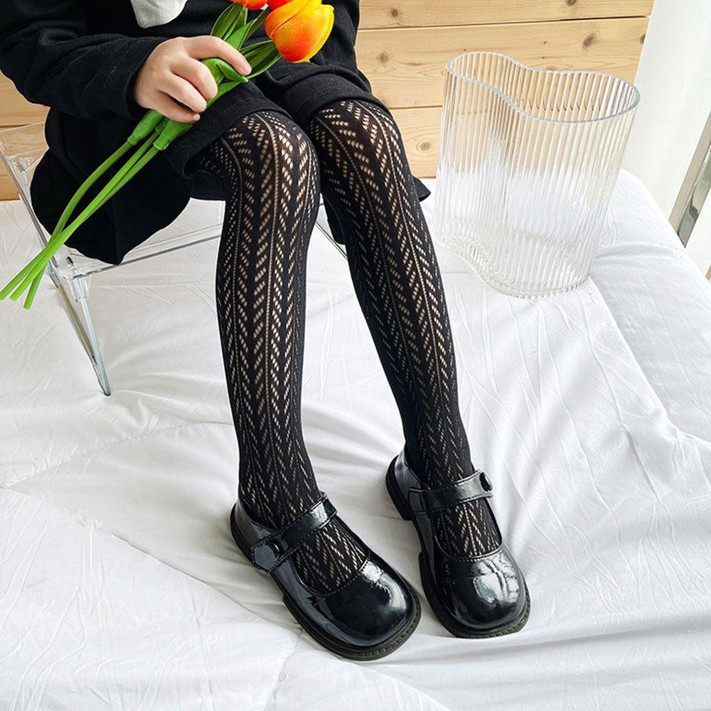 White Black Girls Tights Pure Cotton Girls Stocking Thin Toddler Leggings  Summer
