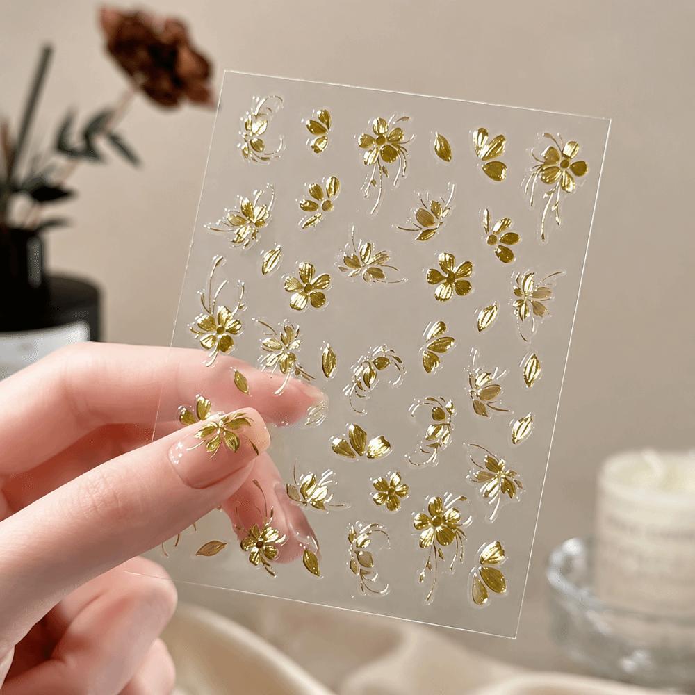 

Adhesive Floral Relief Nail Sticker Lasting Flowers Nail Art Decal Manicure Decoration