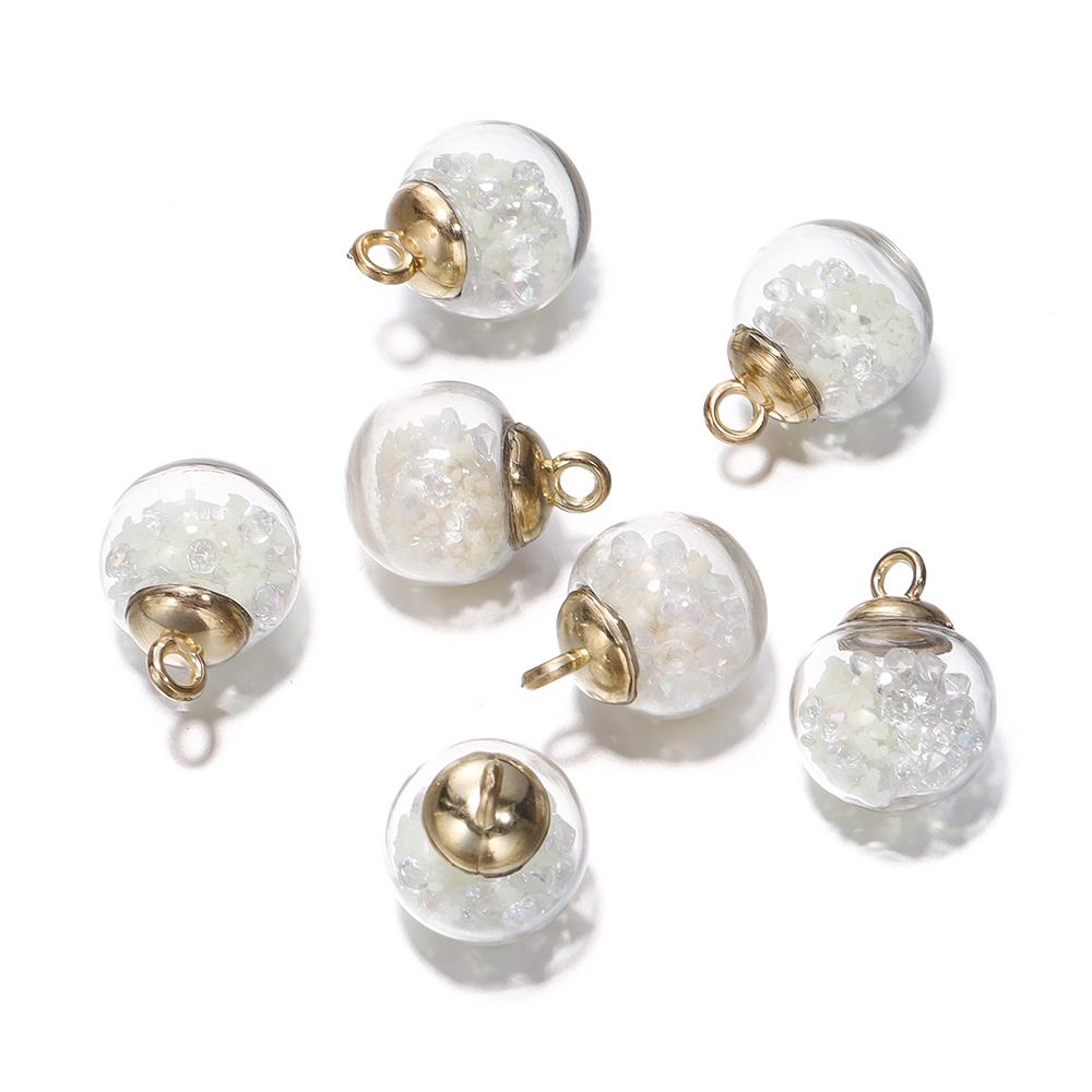 

10Pcs Charms Luminous Transparent Glass Ball 16mm Pendants Crafts for DIY Earrings Necklace Jewelry Making Findings Accessories белый