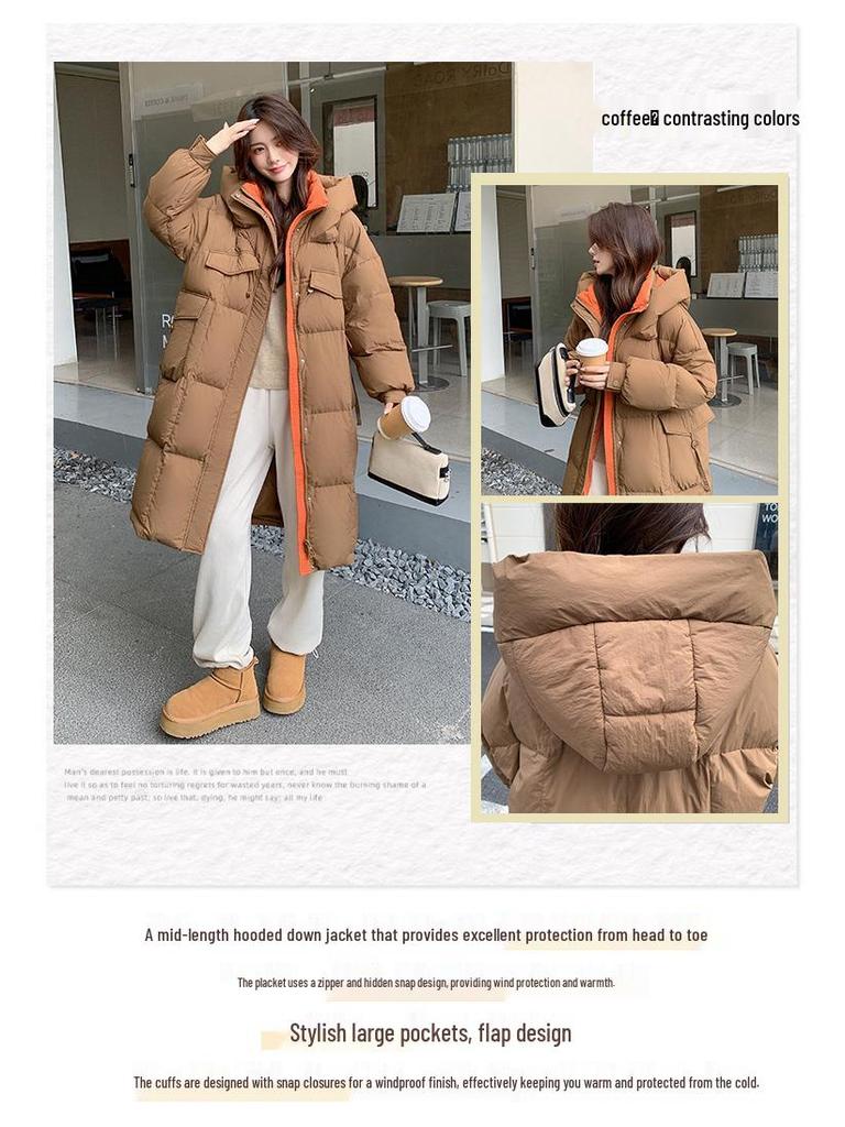 2026 Extra Thick Plus Size 300 Jin Long Down Jacket for Women - Loose Fit, Fat MM, Commuting Style