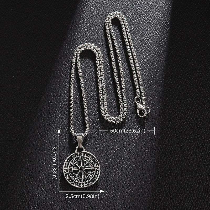 1PC hot-selling environmentally friendly alloy compass compass men's pendant necklace European and American style fashion trend jewelry