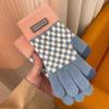 Damen Fleecegefütterte Karierte Handschuhe für Herbst Winter - Vollfinger, Warm und Stilvoll
