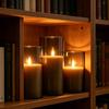 LED Pillar Candle Light Remote Control Fire-Free Acrylic Gray 3D Flame Home Halloween Christmas Easter New Year Decoration Soft