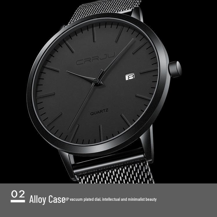 CRRJU 2172 Men's Casual Watch - Simple, Ultra-Thin Design with Calendar for Students and Professionals