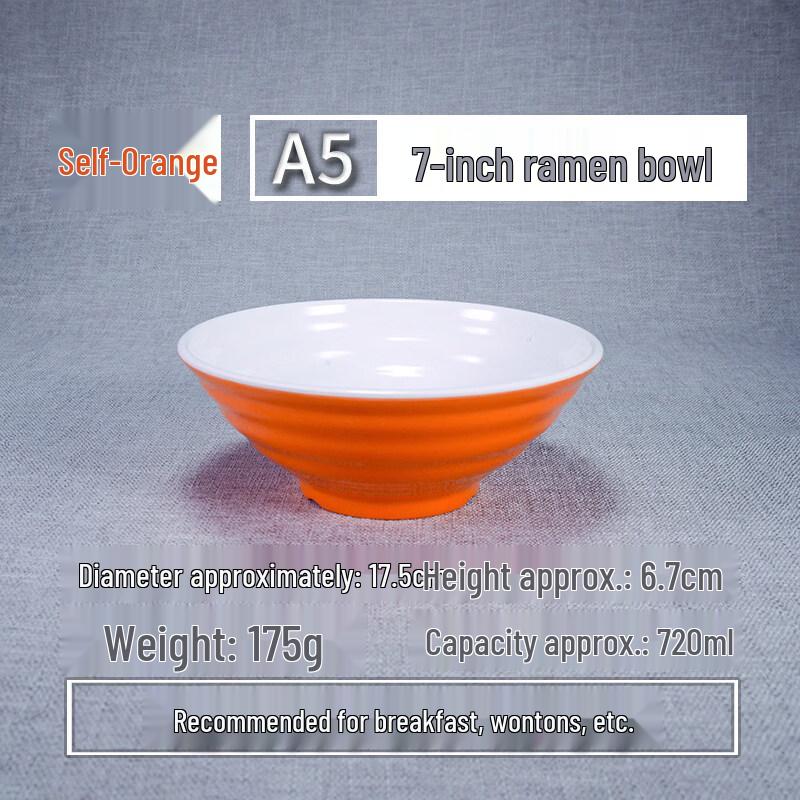 

7-inch Orange-White Melamine Noodle Bowl
