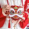 3D Embroidery Fabric Lion Dance Red Envelope Chinese Style Red Pocket Festive Crossbody Bag  Gift