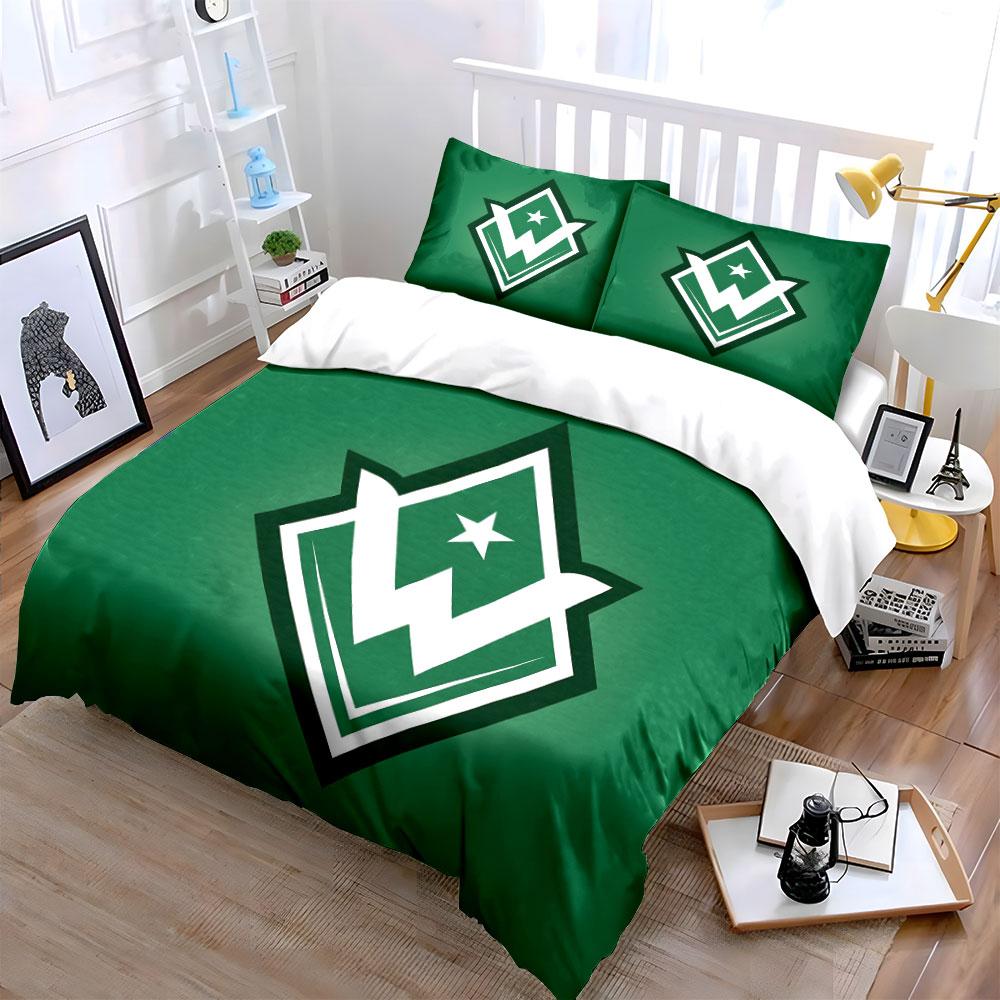 Green background, white emblem. Bedding sets Duvet cover sets Duvet covers Pillowcases(1*Duvet Cover 2*Pillowcases without duvet insert)