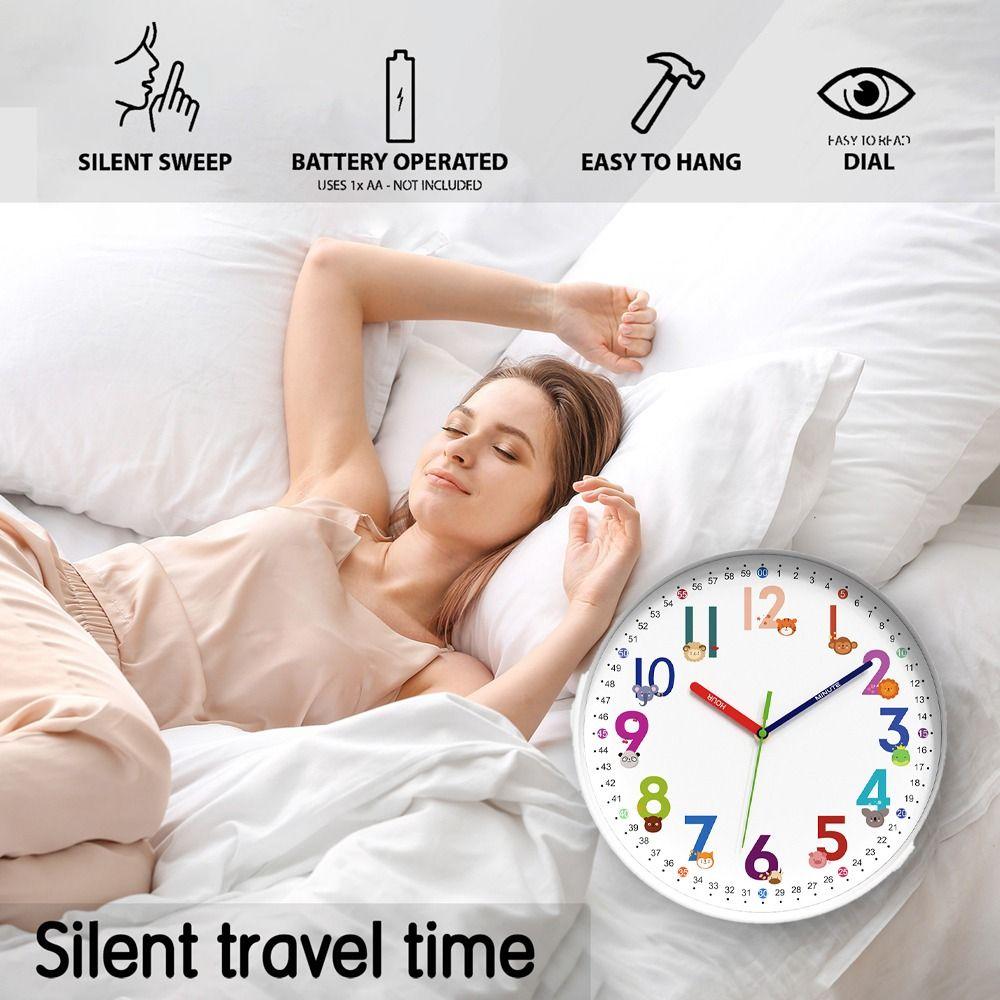 Digital Pattern Electronic Color Clock Mute Learning Wall Hanging Clock  Holiday Gift
