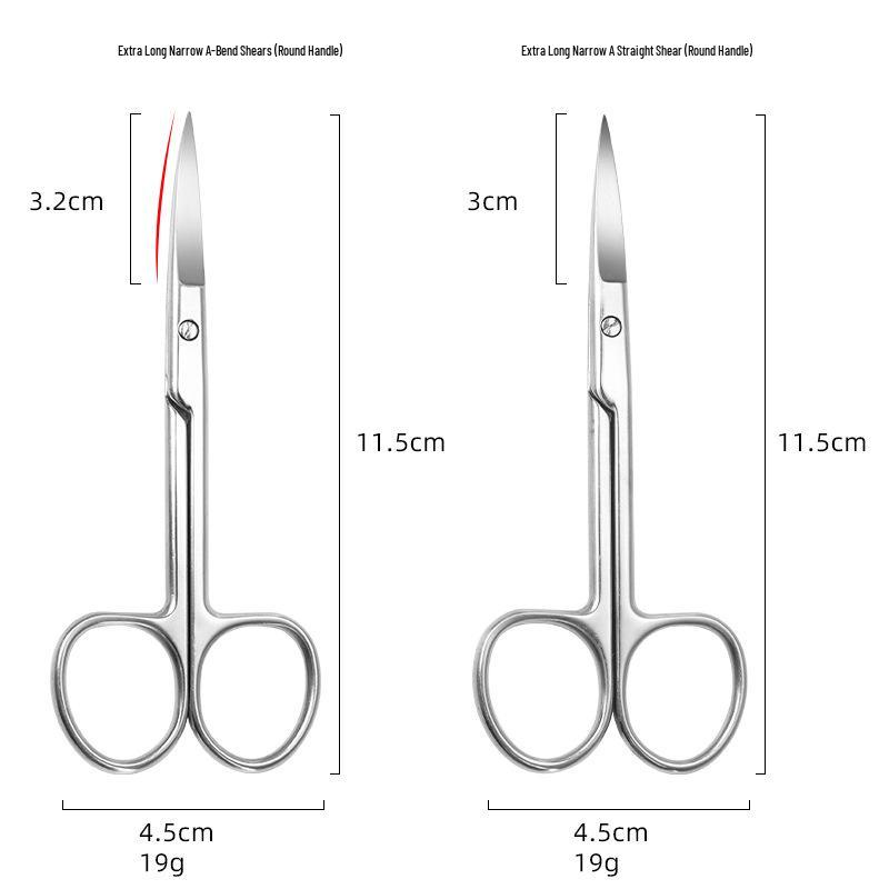 Stainless Steel Beauty Scissors: Round Tip Nose, Curved Tip Beard, Makeup & Hairdressing Tools