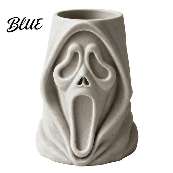 Ghost Face Ornament Halloween Candy Bucket 3D Printed Trick or Treat Snack Holder Bucket Spooky Screaming Desktop Organizer for Indoor Home Holiday