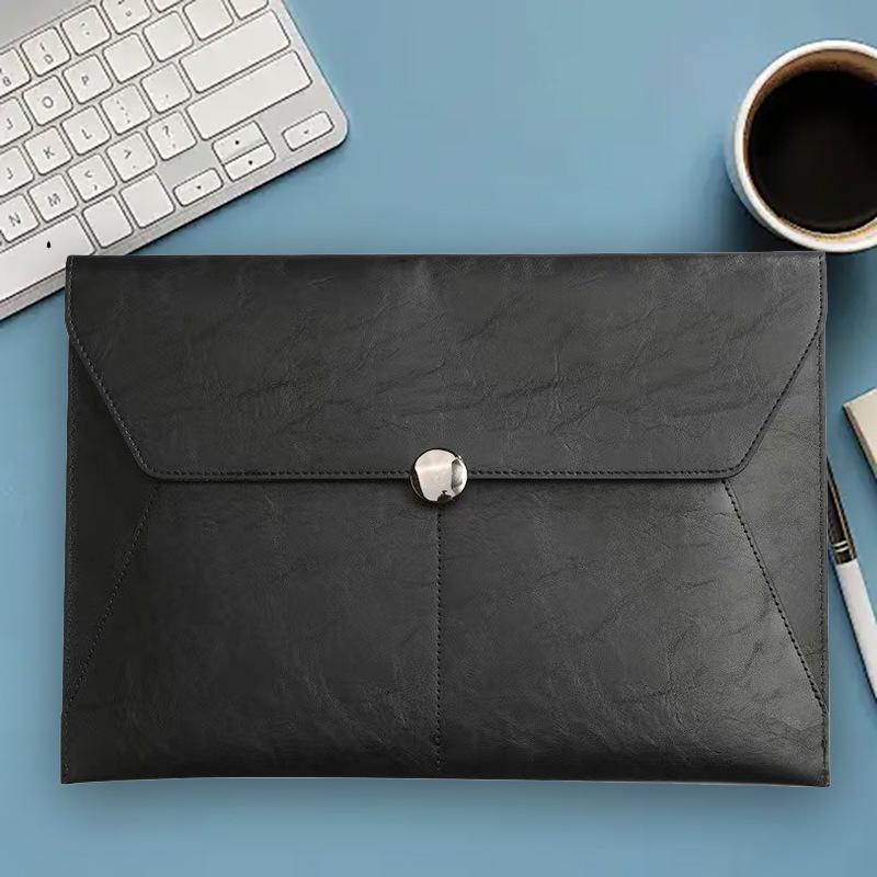 A4 Leather Business Document Bag - Portable Handheld Briefcase