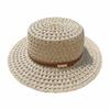 Woven Flat Top Hat Buckle Decorated Band Flat Brim Hat Versatile Straw Hat  Daily Matching