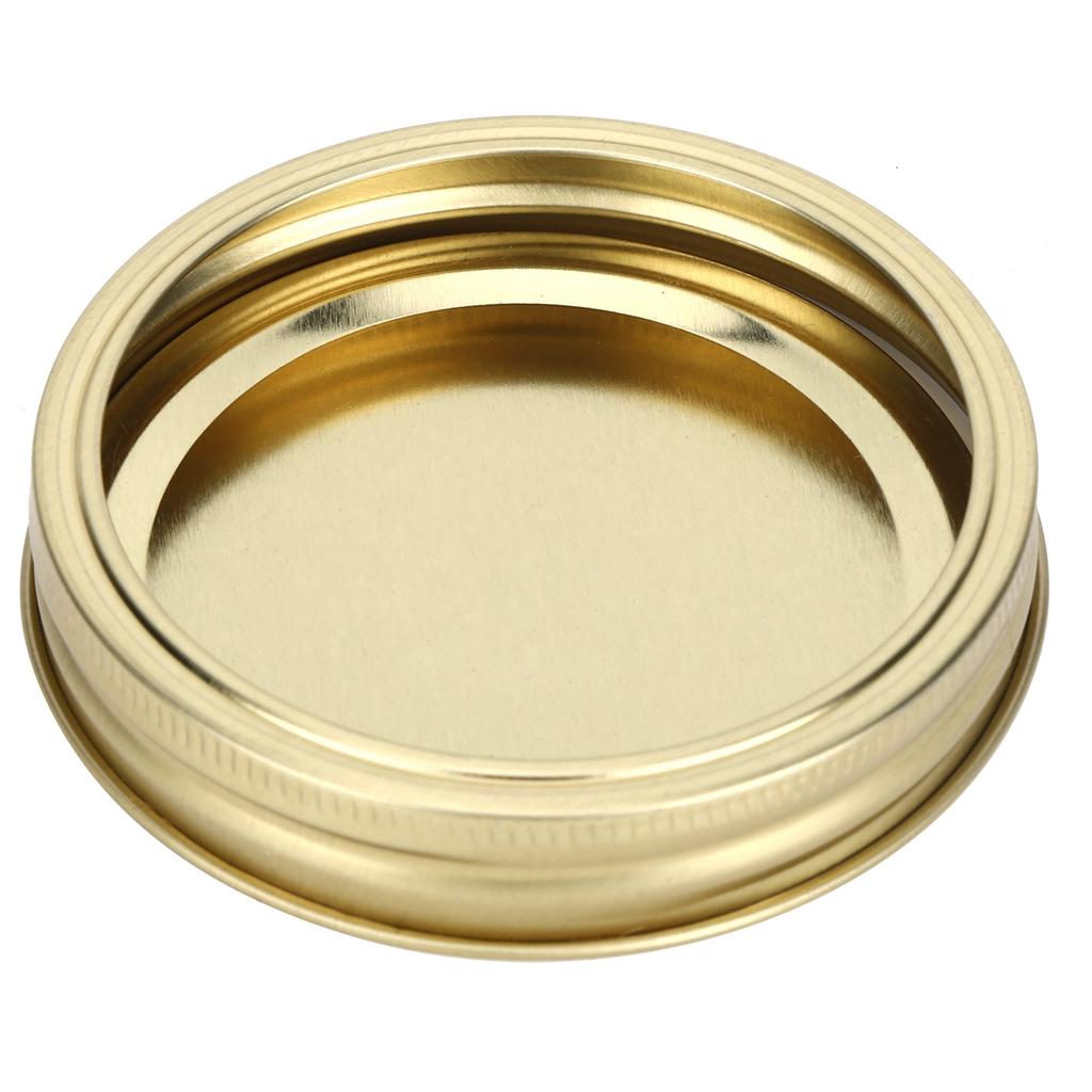 12Pcs Stainless Steel Split Type Glass Jar Lids Round Lkproof Sling Covers Kitchen Supply(XH00179 Gold )