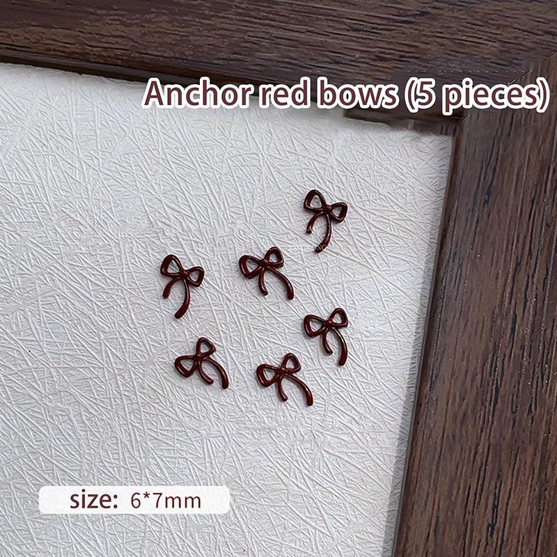 

5 шт. маникюрный орнамент вишнево-красный цветок жемчужный бант сплав украшения для ногтей аксессуары своими руками