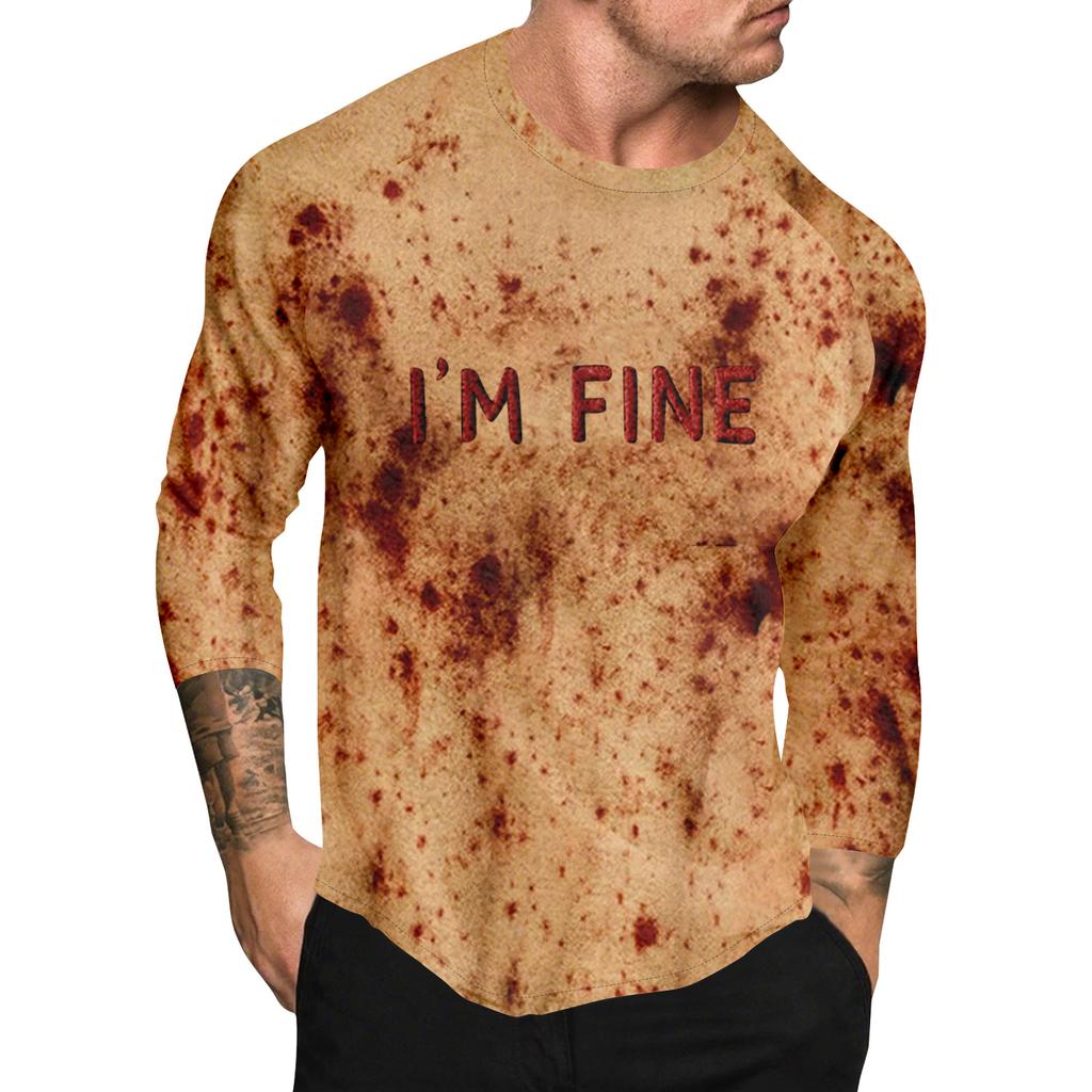 Pánský top s dlouhým rukávem s raglánovými rukávy a halloweenským potiskem