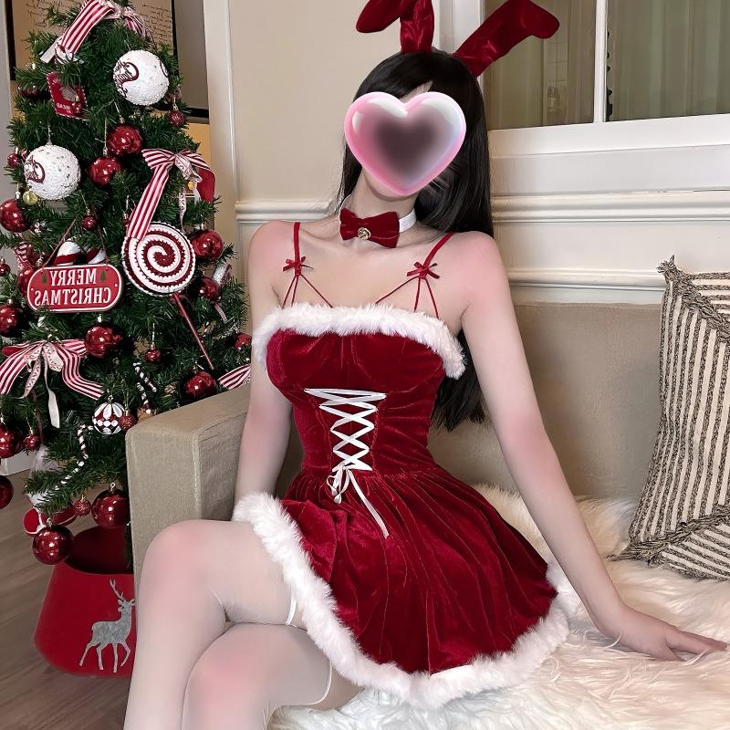 Sexy Christmas Bunny Cosplay Womens Sexy Lingerie Sweet Dress Set