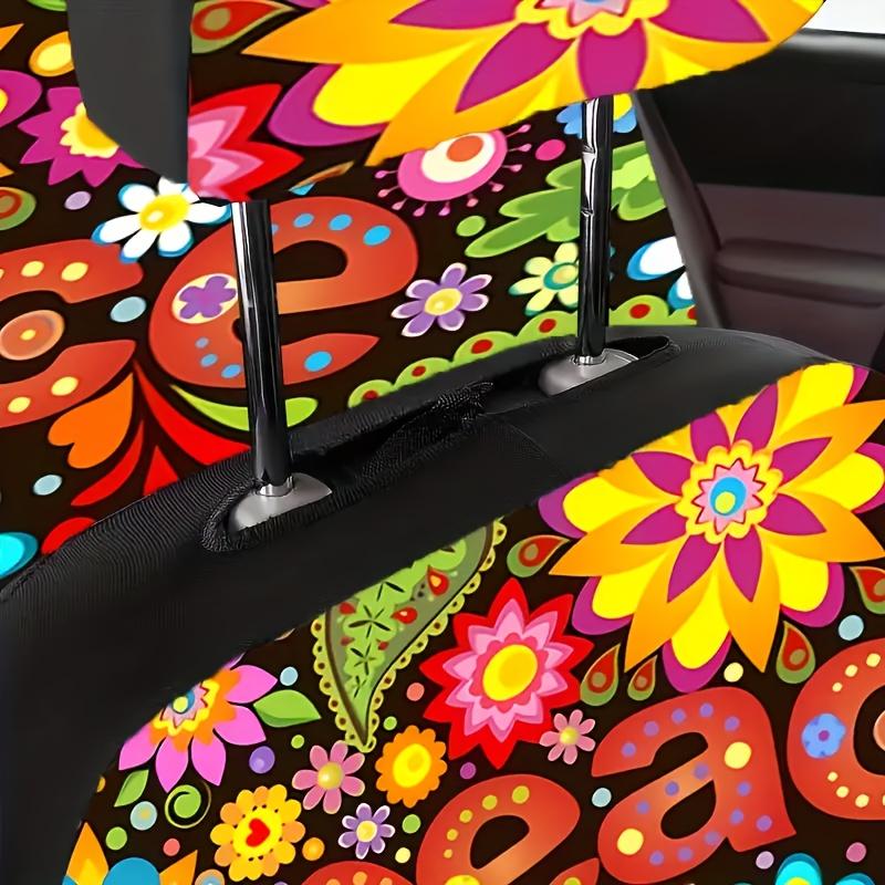 Uniwersalne Pokrowce na Fotele Samochodowe - Pogrubione Pełne Pokrycie z Żywym Wzorem Pokoju, Kwiatów i Motyli, Można Prać w Pralce