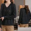 Women's V-neck Plus Size Sweater  Loose Hollow Out  Solid Color Loose Knit Pullover Sweater  Autumn Spring Summer