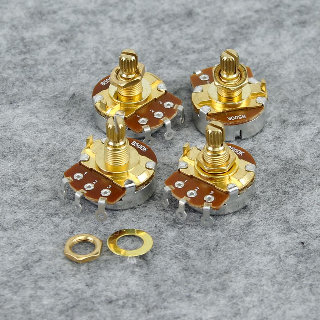 FLEOR 4 Stück Goldener kurzer Schaft Potentiometer Gitarren Potis 500K 250K Wählen Sie E-Gitarrenteile