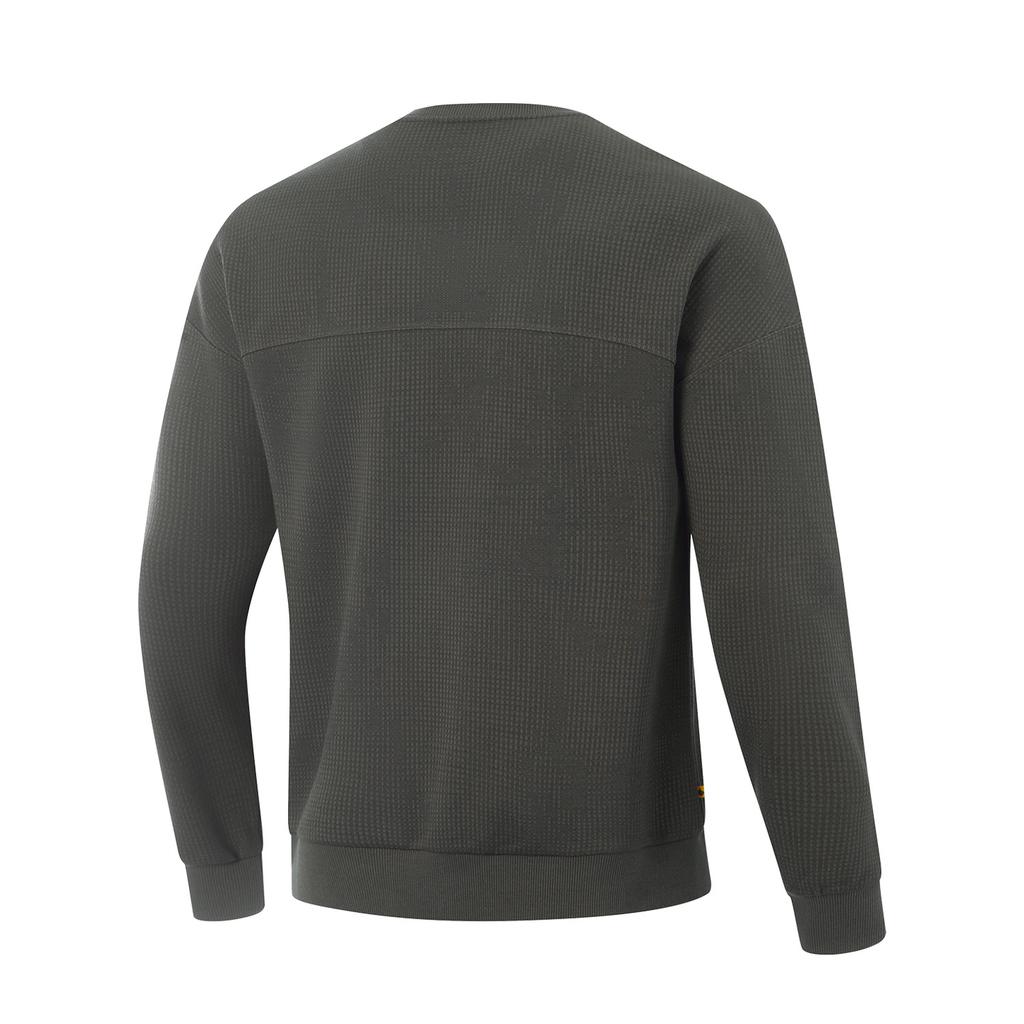 Li Ning Sweatshirts Men's Black Jacquard Crew Neck Moderate Regular AWDV545-2
