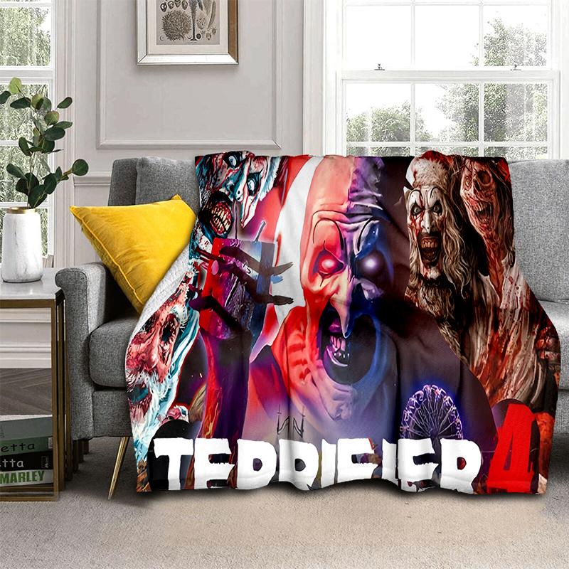 3D Terrifier 3 Horror Clown Movie Cartoon Soft Blankets,Throw Blanket Comfortable Blanket for Picnic Beds Sofa Home Kids Gifts