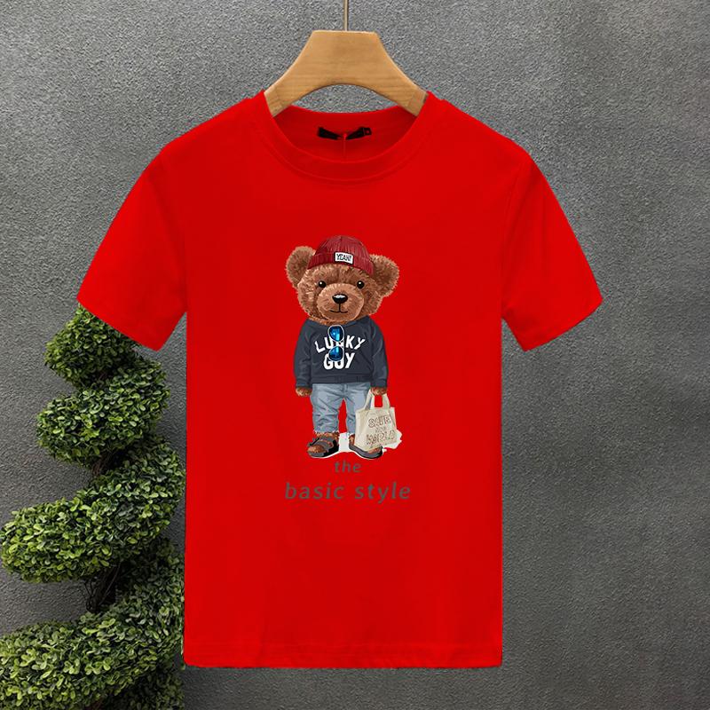 2025 Luxury Funny Bear For Men's T-shirt Cotton High Quality Creativity Printing Summer Tees Brand Tops Unisex Oversized S-7XL