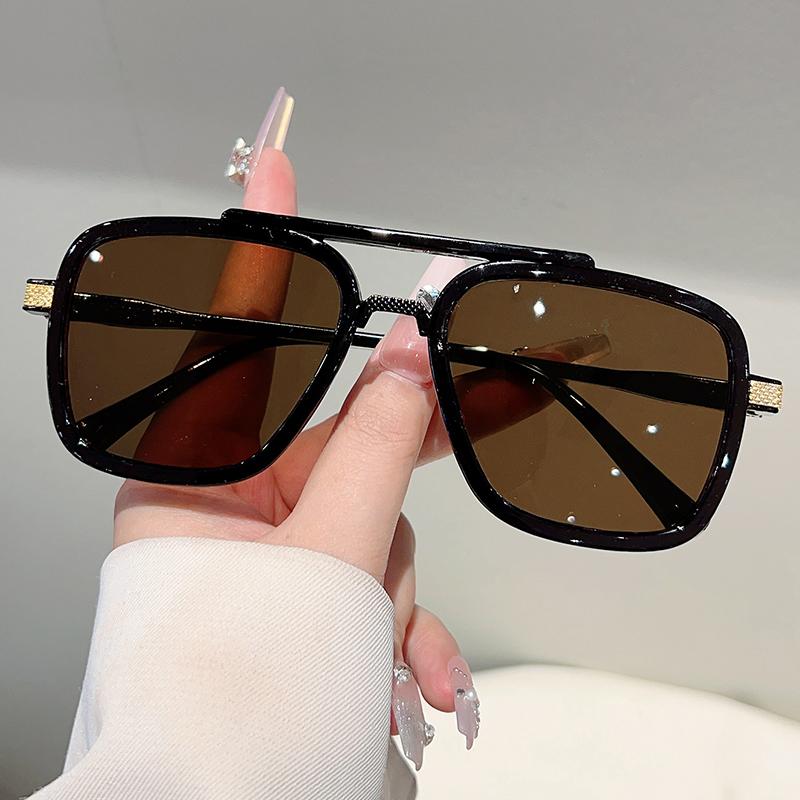 Vintage Square Sunglasses Men Fashion Double Bridge Outdoor Shades Women Stylish Brand Design Casual Decor Sun Glasses