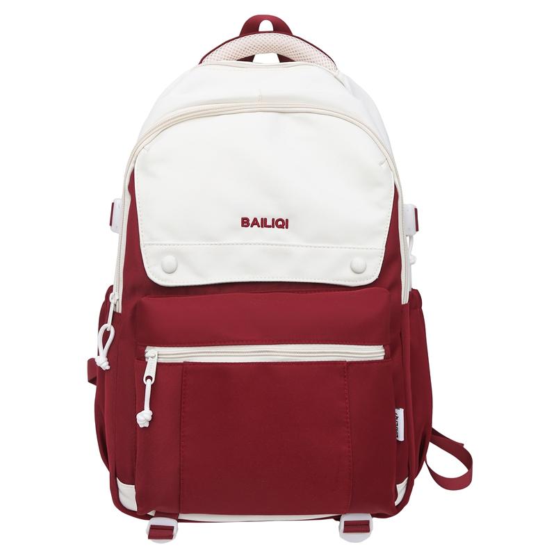 

Color Block Backpack Women s Commuter Computer Backpack Student Schoolbag красный