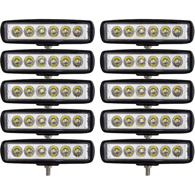Willpower 2pcs 18W 6 Inch LED Work Light Spot Beam Single Row LED Light Bar 12V 24V Super Slim Offroad Driving Lights Fog Lamps for Truck Tractor