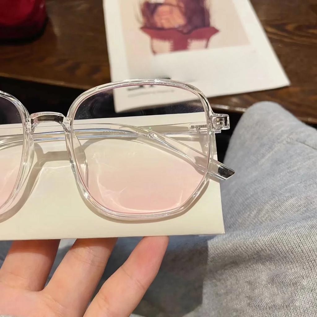 New Trend Korean Oversized Gradual Pink Powder Blusher Myopia Glasses Anti Blue Light Blocking Computer Eyewear Diopter 0 To-4.0