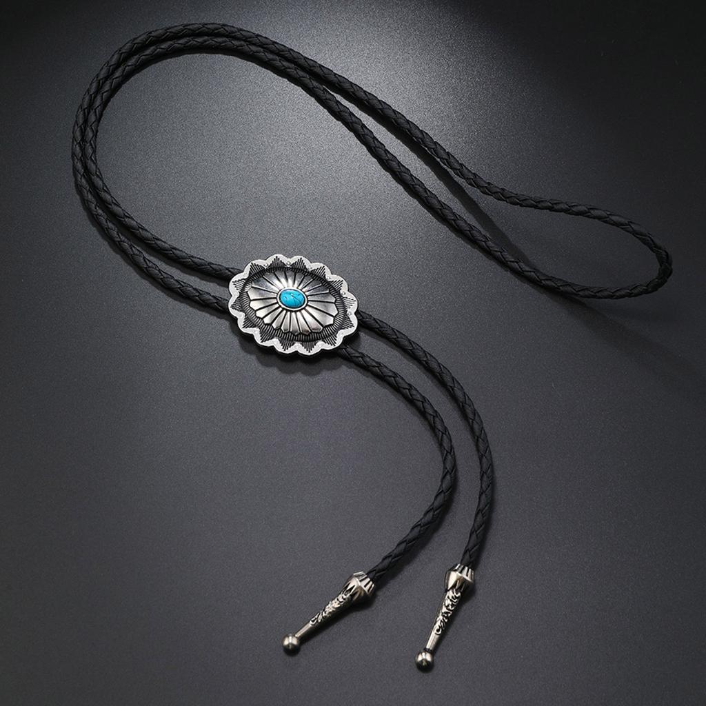 Western Turquoise Pendant Neckwear Formal Shirt Bolo Tie Music Concert Bolo Tie Rodeos Necktie Costume Neck Jewelry 3PCS