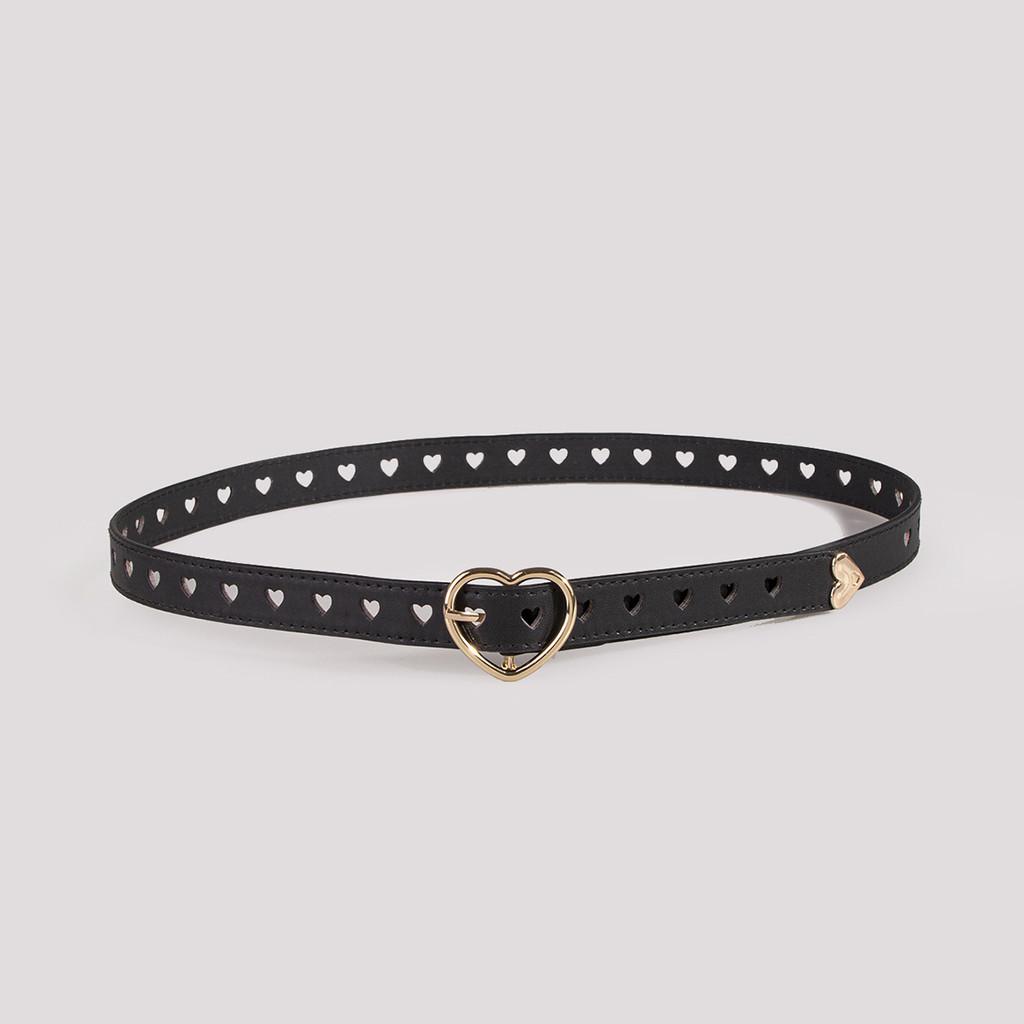Love Heart Shape Hollow Belt With Metal Pin For Trendy Office Style
