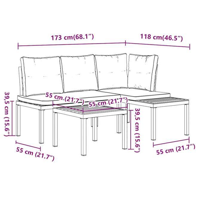 VidaXL Ensemble de banc de jardin avec coussins 3 pcs noir, ensemble de meubles d’extérieur, ensemble de pique-de jardin, 3283648