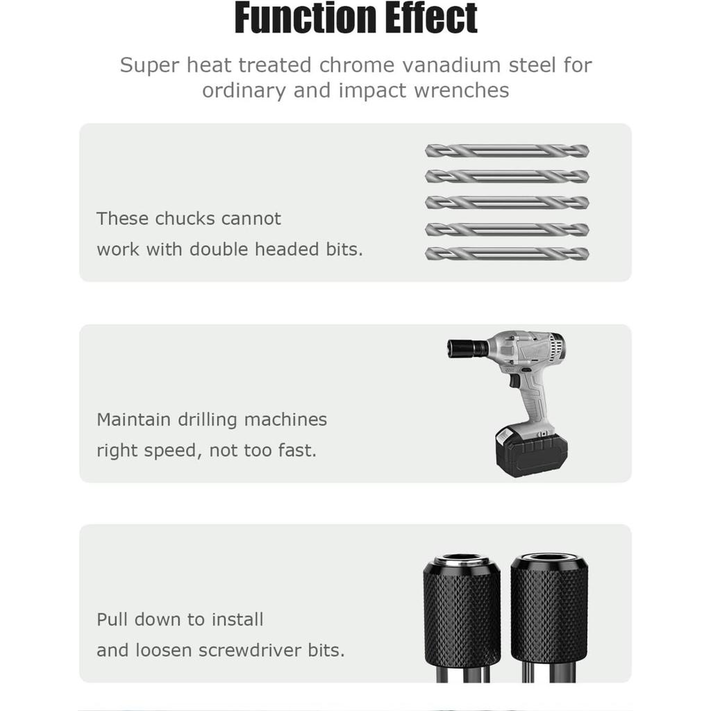 1/4 Inch Hex Shank Quick Release Screwdriver Magnetic Drill Bit Holder with Adjustable Collar Extension Bar 60/100/150mm TMP1105