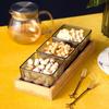 Qianxing Glass Serving Platter with Bamboo Tray Set