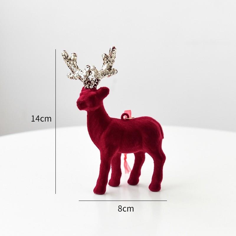 Tree Red Christmas Reindeer Decor Sparkling Figurines Holiday Hanging Ornament