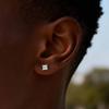 Dainty Square Zircon Stud Earrings for Men Women,4/5/6/7/8mm Width White Crystal Zircon Metal Stud Earring,Piercing Jewelry Gift