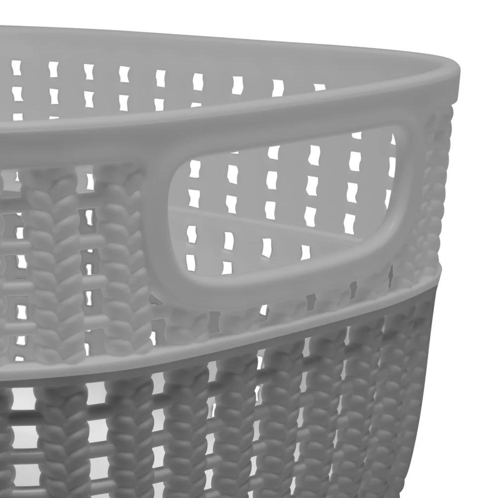 2 Pack Decorative Plastic Storage Baskets Portable Lightweight with Handles Home Office Toy Magazine Closet Organization